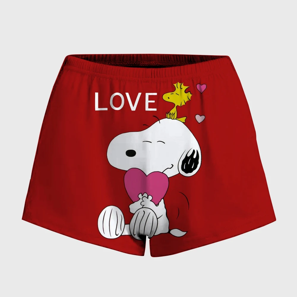 سنوبي الكرتون طباعة مستقيم السراويل امرأة الصيف مرونة الخصر Sweatshorts عادية الحلو لطيف القطن السراويل المنزل الملابس الداخلية Y2k