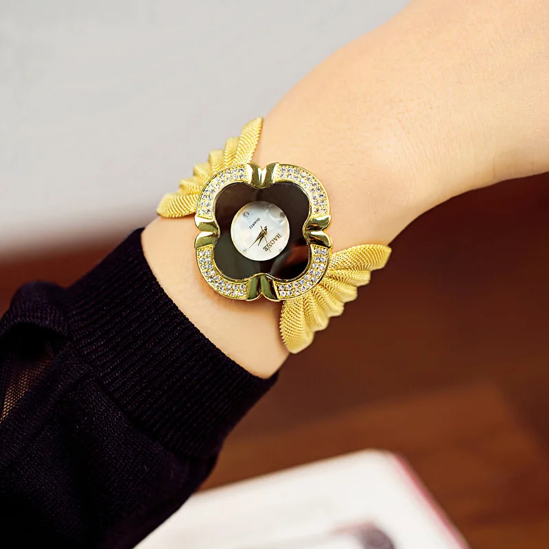 Luxury Simple Diamond Encrusted Women's Quartz Watch Gold Skeleton Fashion Women's Clock Gift Dress Wristwatch reloj mujer