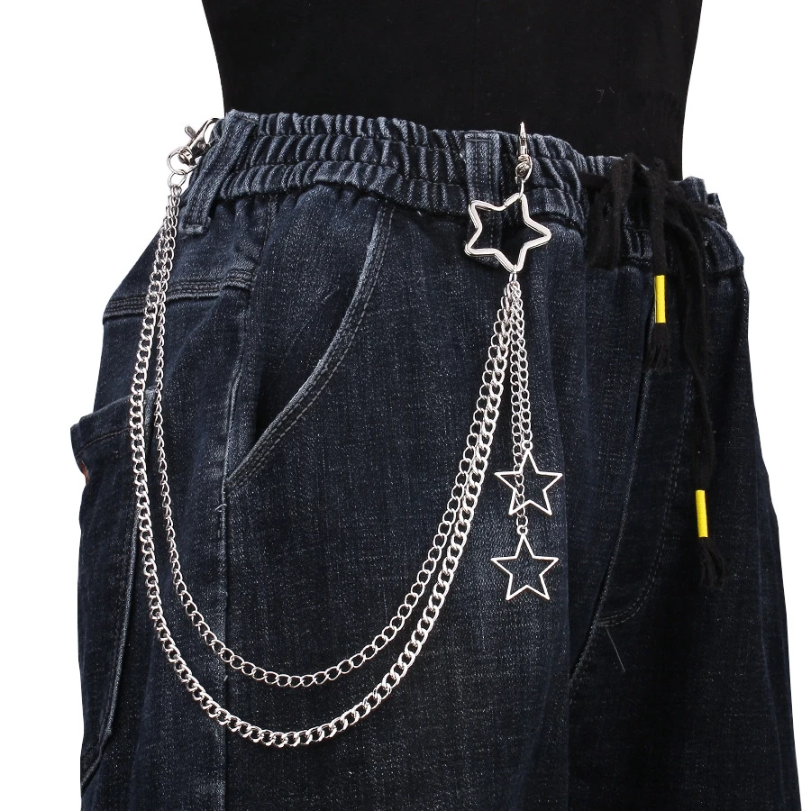 Punk Steet Keychains Chain Women Men Star Rivets Accessories Rock Goth Pants Waist Belt Chain On Jeans Jewerly