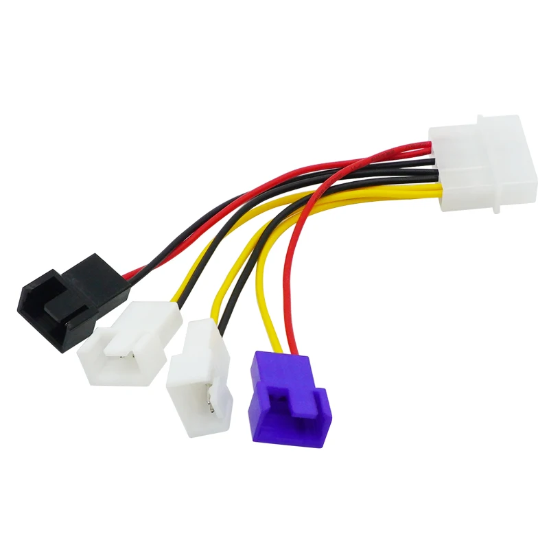 Molex ao cabo de alimentação do fã de 3 pinos, adaptador do poder, 12v x 2 / 5v x 1, para refrigerar do computador, cpu, PC, 1 parte