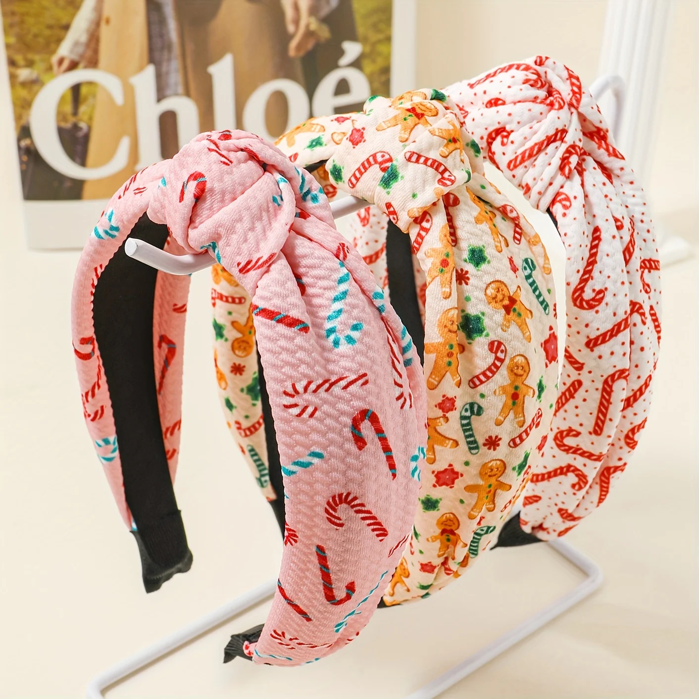 

1/3 шт., рождественский милый пряничный человечек, трость с принтом, женская повязка на голову, праздничная вечеринка, банкет, модные аксессуары для волос