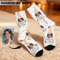 Customized socks for men and women Facial theme birthday socks Personalized photo-customized socks Birthday gifts