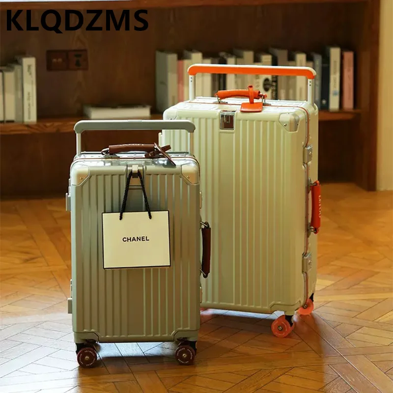 

KLQDZMS Rolling Suitcase 20"24"26"28 Inch PC Boarding Box Large Capacity Aluminum Frame Trolley Case Universal Wheel Luggage Bag