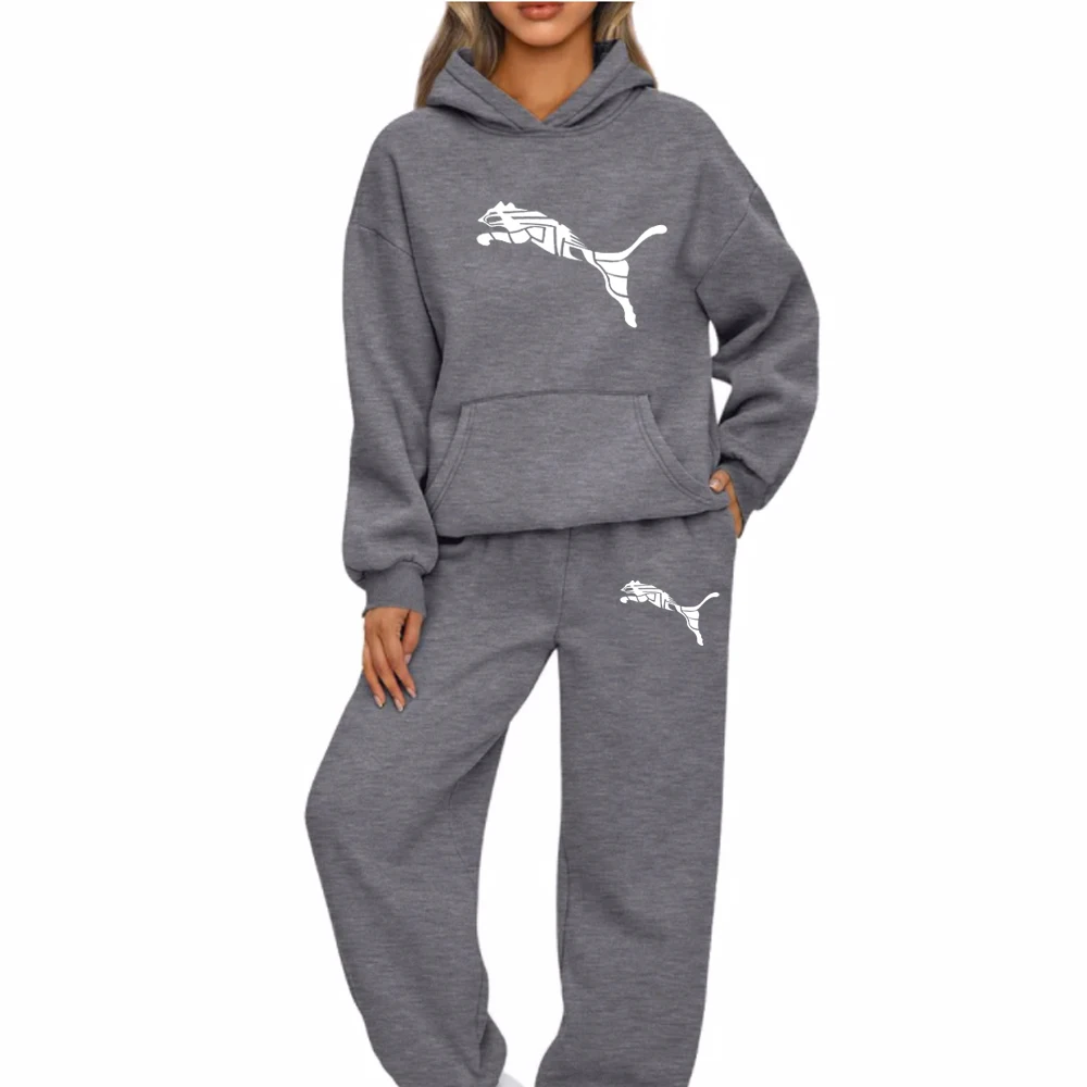 Women\'s 2024 Print Fashion Sets Casual Pullover Tracksuit 2 Piece Hoodies Sweatshirts + Sweatpants Set