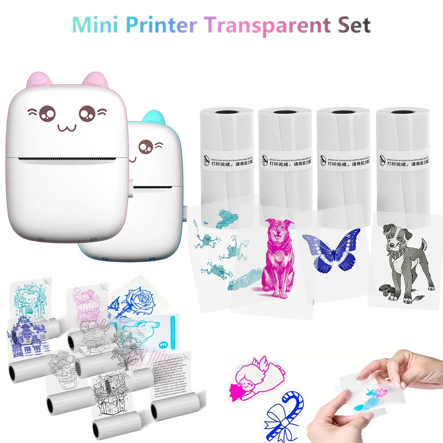 

58 мм фото цветной портативный мини-термопринтер наклейка для заметок печати милый Bluetooth-принтер для IOS Android или бумаги 57 мм