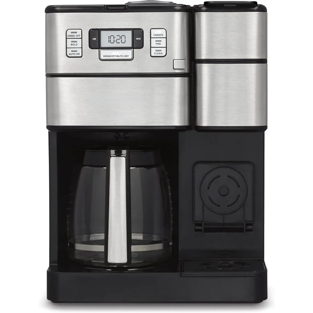 Coffee Machine for 12- Cup, Built-in Coffee Grinder, Coffeemaker and Single-Serve Brewer, Coffee Makers
