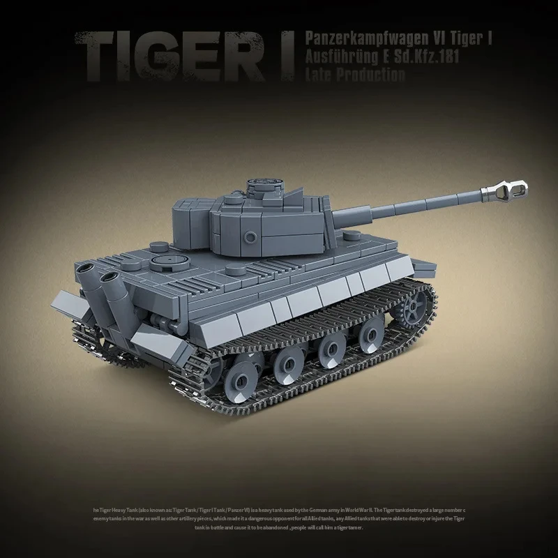 WW2 Classics Track Tank Panzerkampfwagen VI Ausf. E Tiger I Building Block Kit Military Model Bricks Child Toys Gifts Collection