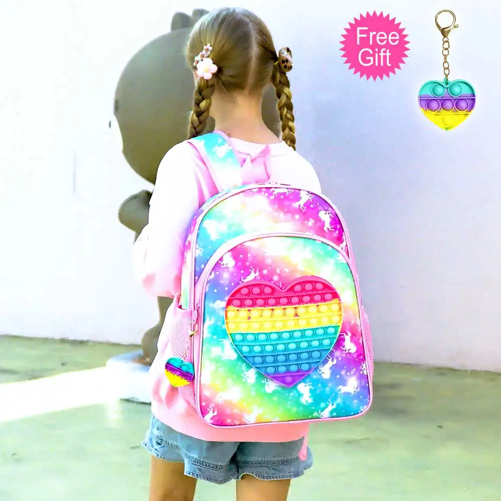 Girls Backpack, 16 Kids Preschool Bookbag and Lunch Box Set