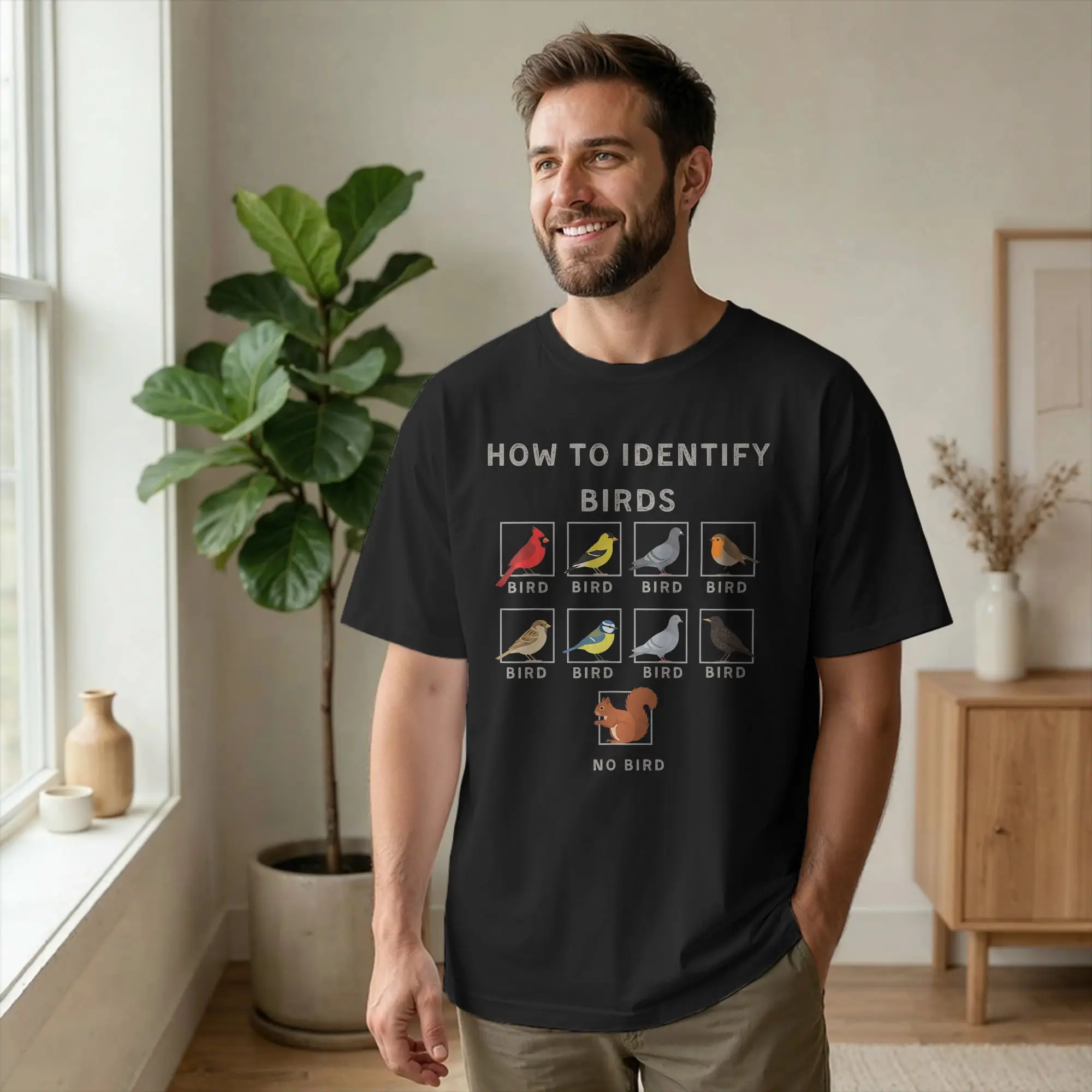 Wie man Vögel identifiziert. Lustiges Vogelbeobachter-T-Shirt für Männer. Baumwoll-T-Shirts mit Rundhalsausschnitt. Identifikations-T-Shirts mit kurzen Ärmeln.