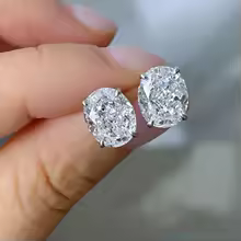 Cubic Zirconia Stud Earrings Oval CZ Ear Stud Classic Jewelry for Women - E1498