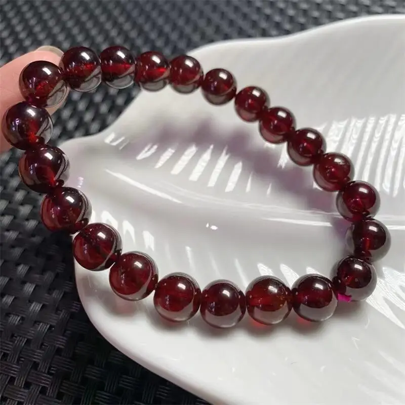 9MM Natural Garnet Bracelet Fashion Energy Stone Reiki Healing Fengshui Crystal Strand Fengshui Gift 1PCS