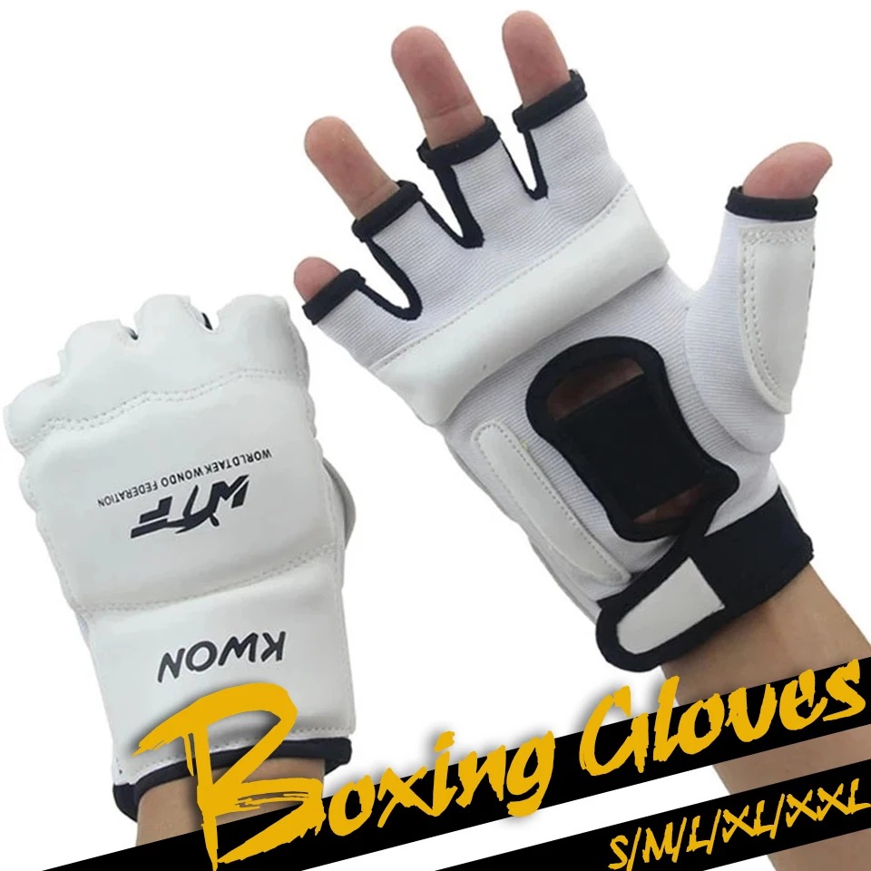 GOBYGO – Gants de Boxe en Cuir PU pour Enfants et Hommes, Demi-doigt, Mitaines, MMA, de Combat, de Karaté, Muay Thai, Accessoires d'Entraînement