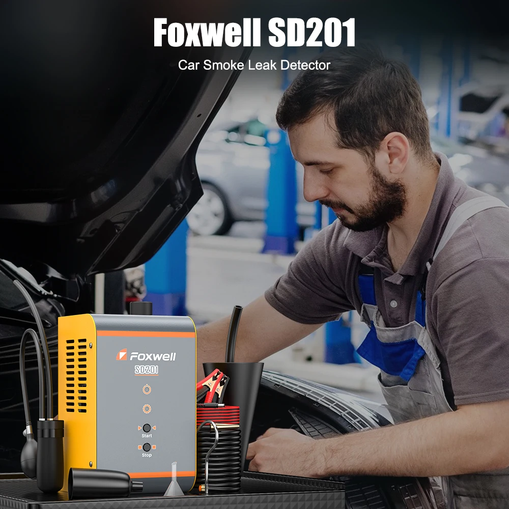 FOXWELL SD201 자동차 연기 누출 감지기, 자동차 EVAP 누출 감지기, 오일 파이프 연기 발생기, 기계식 검사 도구, 12V