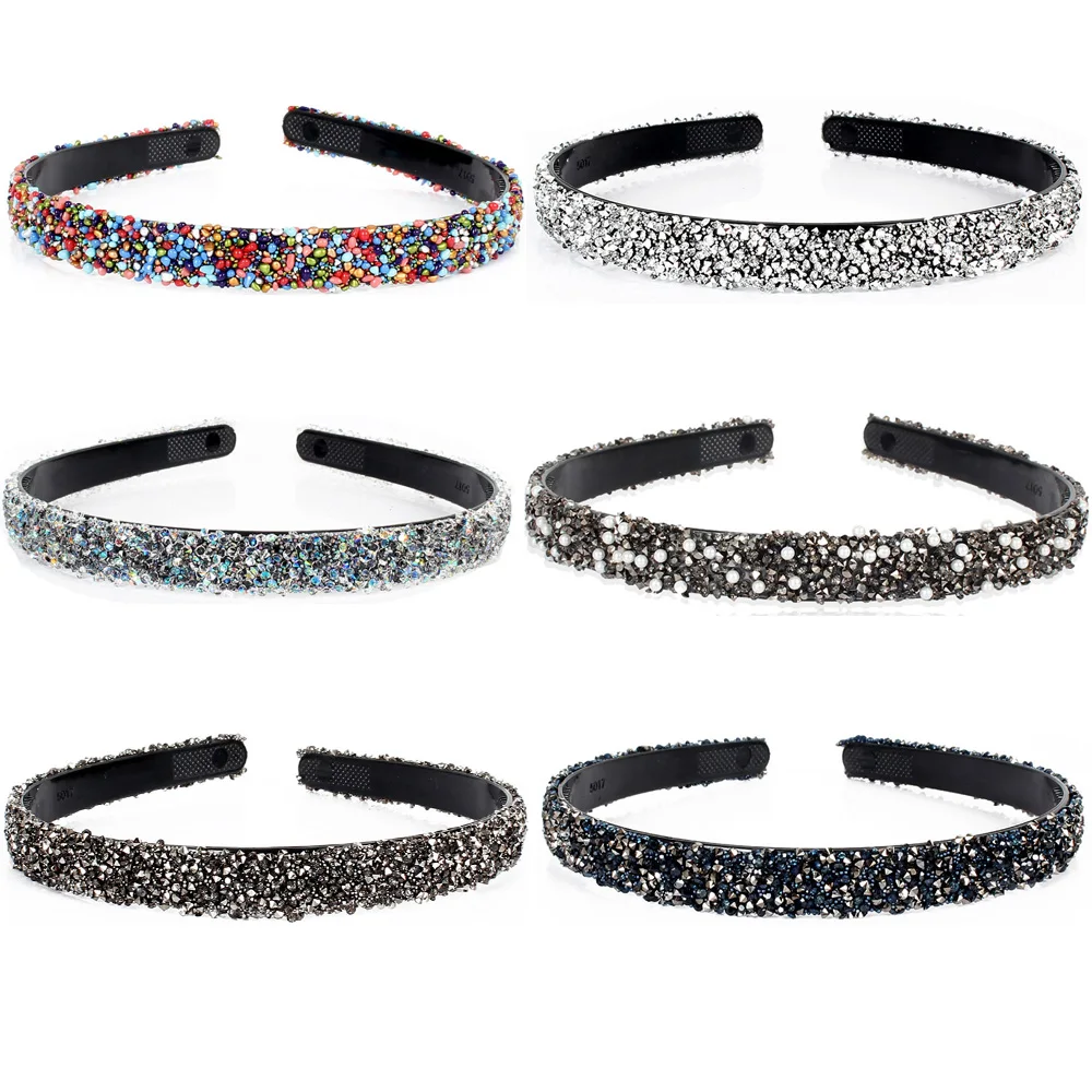 Women Fashion Simple Luxury Crystal Rhinestones Pearl Headbands Crystal Hairbands Hair Accessories Hair Hoop