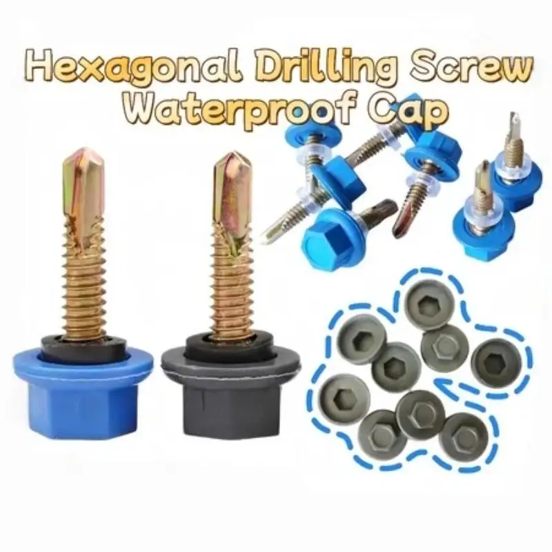 100/200 Stück Sechskant-Bohrschrauben-Wasserdichtkappen aus Kunststoff für 5,2 mm selbstbohrende Schrauben mit Schraubendeckel – Detail 1