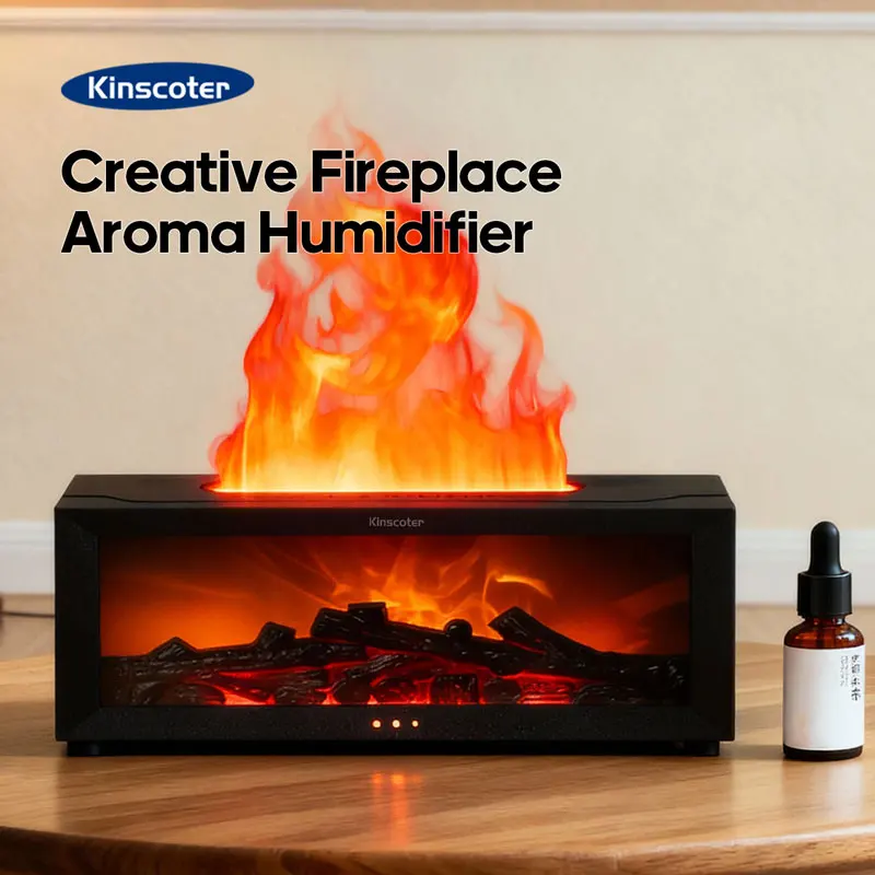 KINSCOTER-difusor de Aroma creativo para chimenea, humidificador de aire de aceites esenciales, Difusor de escritorio con Control remoto para el hogar, regalo de vacaciones