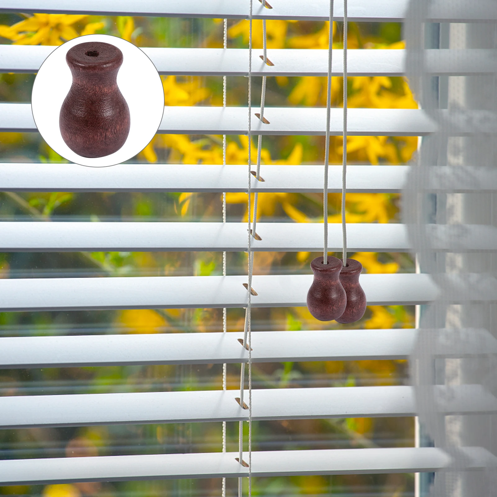 

12Pcs Wood Cord Pulls Elegant Finish Tassels Replacement for Window Treatments Roman Shades Aluminum Blinds Cord Drops