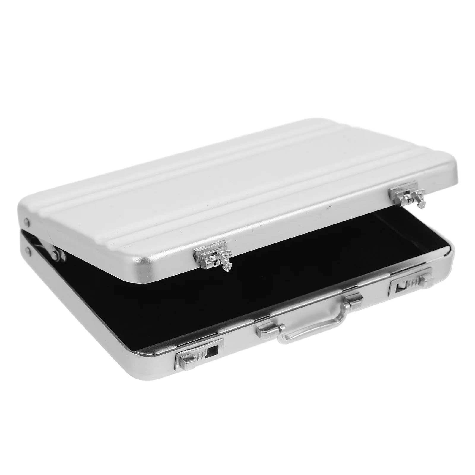 Portable Aluminum Alloy Business Card Box Name Cards Organizer Convenient ID Card Storage Case with Handle Suitcase Shaped Card