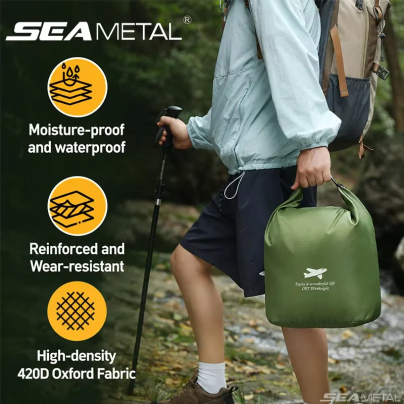 Multifunctional Outdoor Folding Bag Waterproof Oxford Dry Bag Large Capacity for Hiking Swimming Trekking Storage