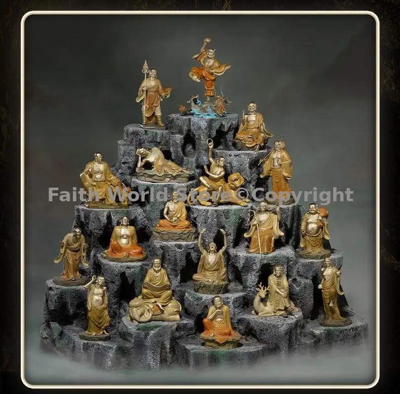 limited edition 18PCS TOP Buddhism Bronze Sculpture ART Dharma  Shaolin Temple 18 Buddhist saints the Chan sect Dhyana Zen Arhat