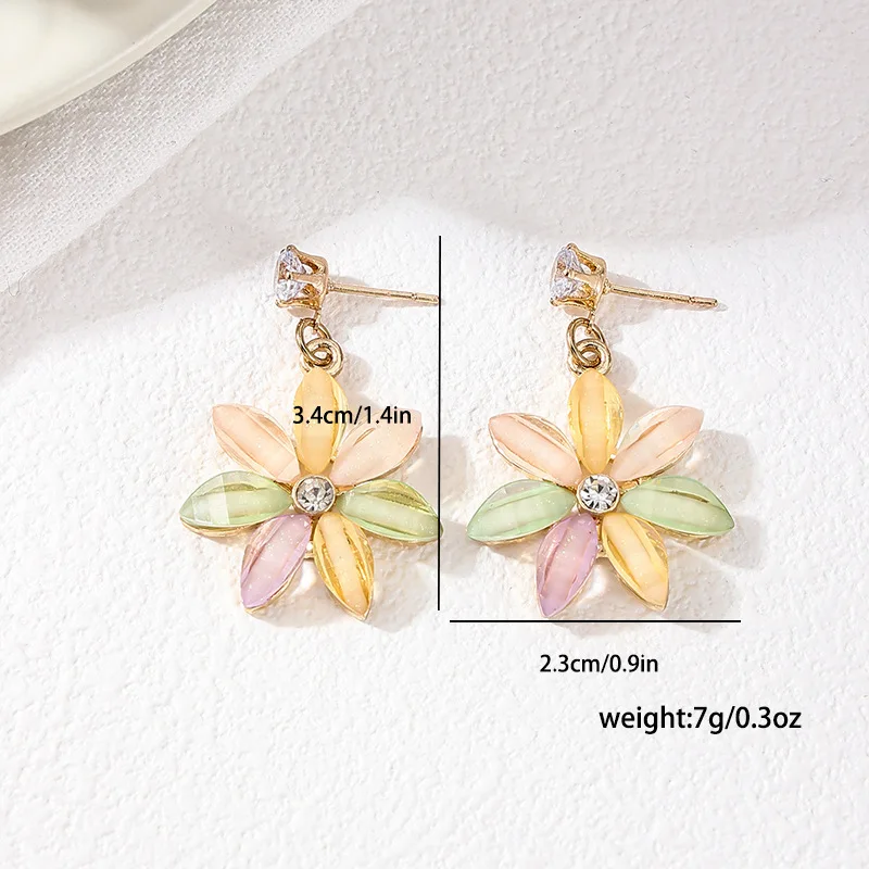 Earrings For Women Colorful Flower Acrylic Rhinestone Ear Accessories Holiday Party Gift OL Fashion Jewelry DE104