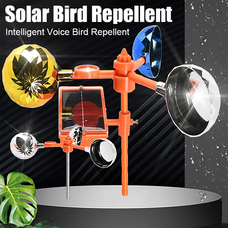 Solar Bird Repeller Waterproof Solar Energy Bird Repelling Device 360 Degree Rotating Reflector Farm Orchard Bird Scaring Device