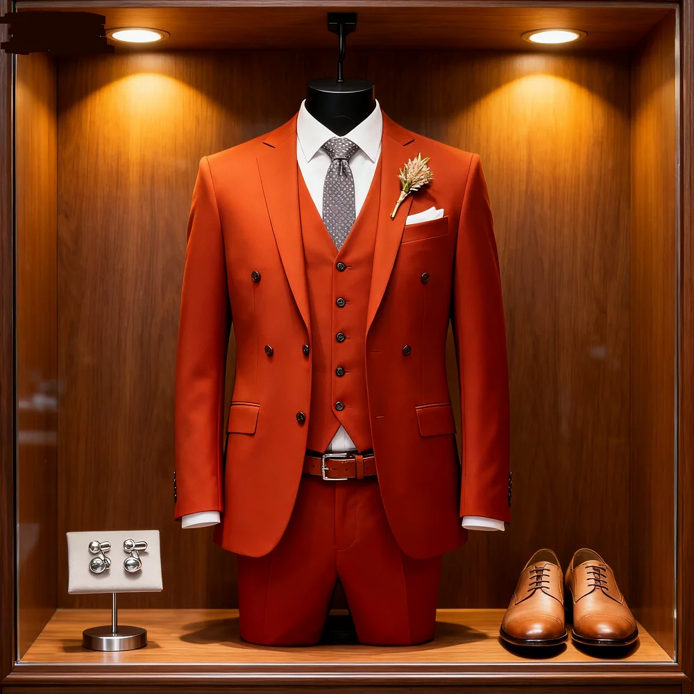 

Men's Formal Wedding Ternos High-End Slim Fit 3-Piece Business Casual Suit for Dance Party Smok