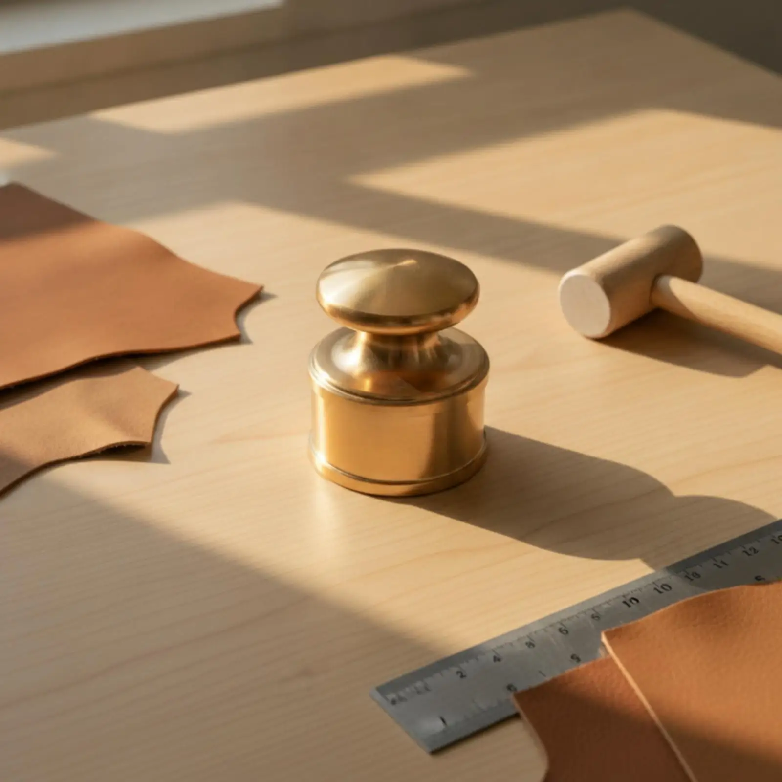 Heavy Duty Polished Edge Weight Stainless Steel and Copper Leather Press Tool for Crafting Edge Creasing and Corner Work