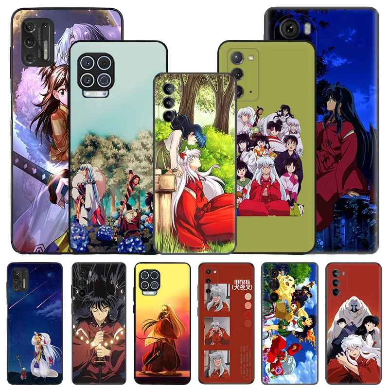 Soft Phone Case For Motorola G53 G73 G9 G50 G51 G60 G71 G22 G32 G52 G72 Edge40 20 30 Inuyasha Anime Sesshomaru Black Matte Cover