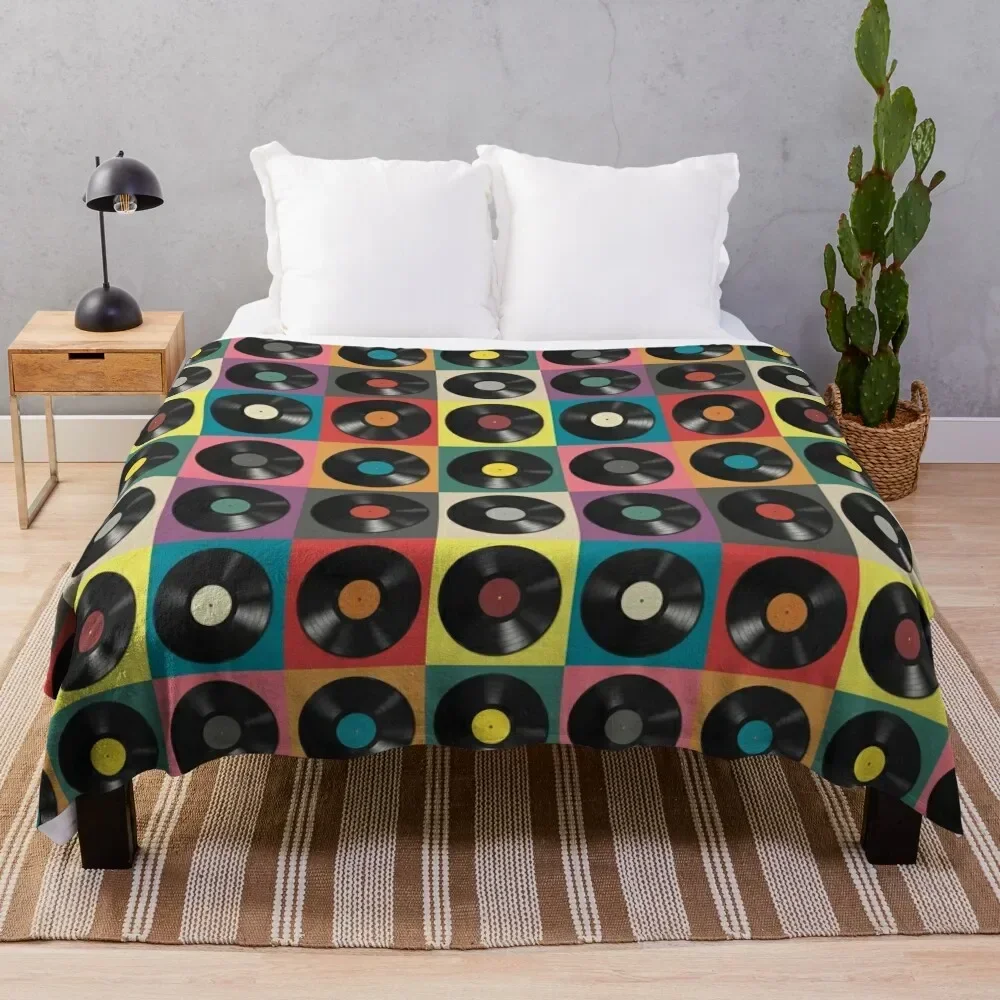 Discjockey Pattern | DJ Music Vinyl Turntables Throw Blanket Large Stuffeds Bed linens Shaggy Blankets