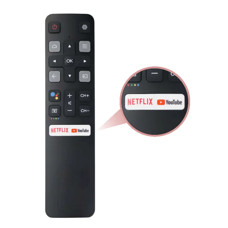 Control remoto compatible con televisores inteligentes TCL Android - Nuevo comando de voz RC802V, compatible con Netflix y YouTube