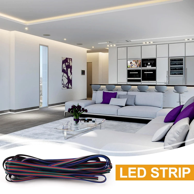 4 Pin Wire Extension Connector Cable Cord For LED RGB Strip 3528 5050 Connector Colourful 5M