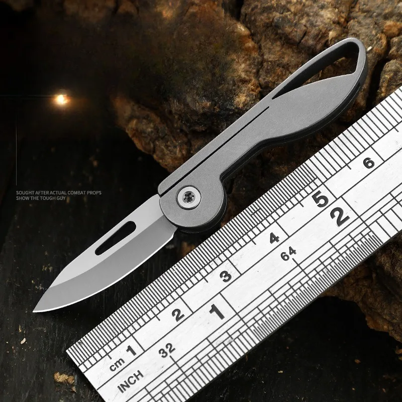 Titanium Alloy Mini Folding Knife EDC Keychain Pendant Portable Pocket Cutter Express Parcel Opener Letter Opening Utility Tool