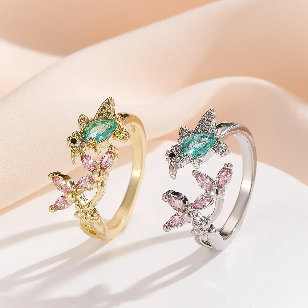 الذهب والفضة زركونيا سحر الكفة أقراط للنساء النحاس مطعمة الماس الطيور سحر الشكل التبعي #1