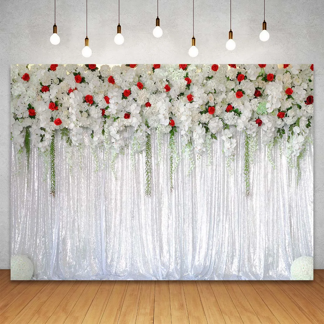 Vinyl Background Curtain Wedding Stage Bridal Floral Flower Wall Birthday Party Decor Mr & Mrs Photography Backdrop Photo Studio