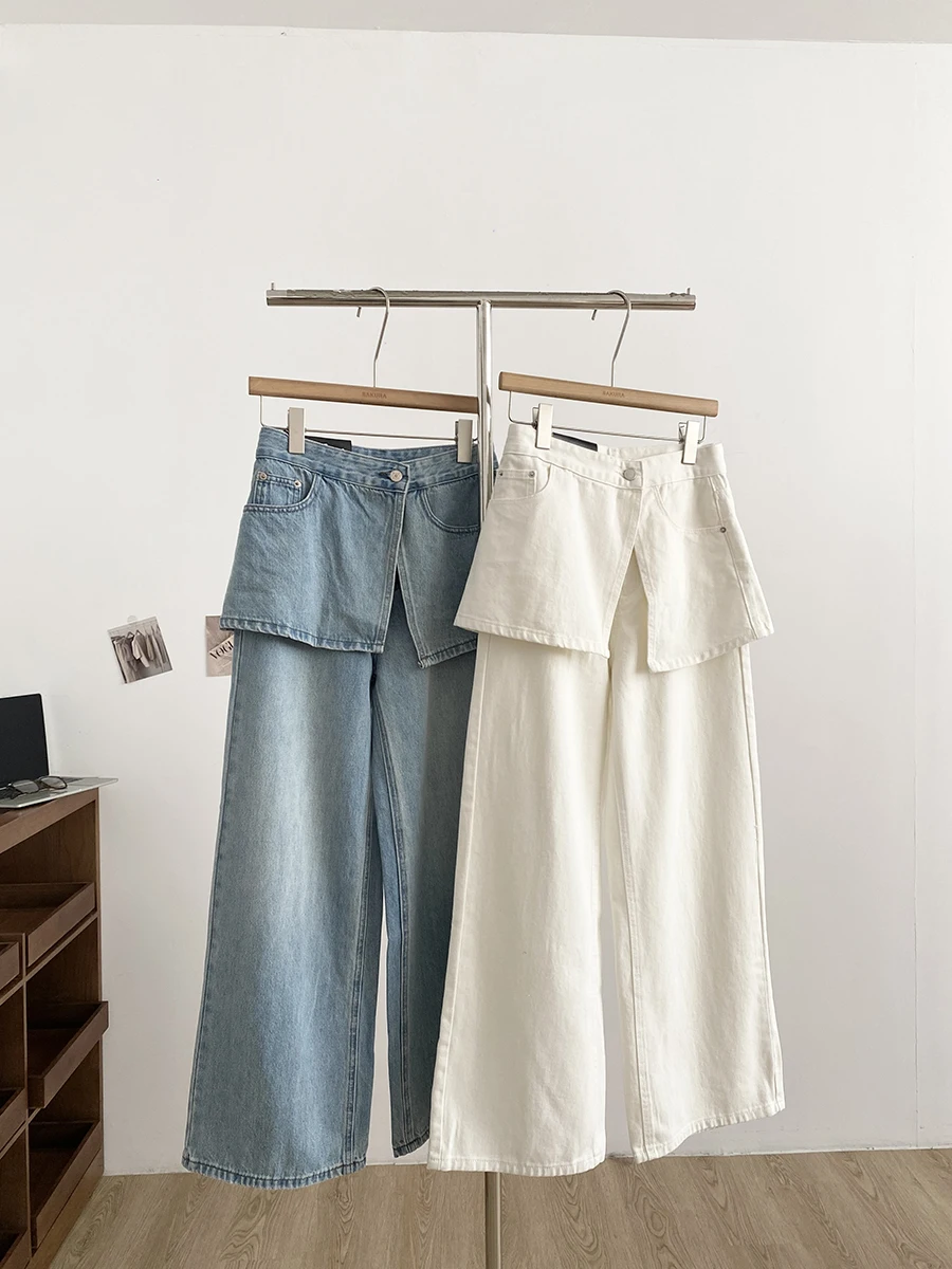 

High Waist Wide Leg Casual Denim Jeans Women's Spring Loose Slimming Versatile Drapey Straight Long Pants with Butt Curtains