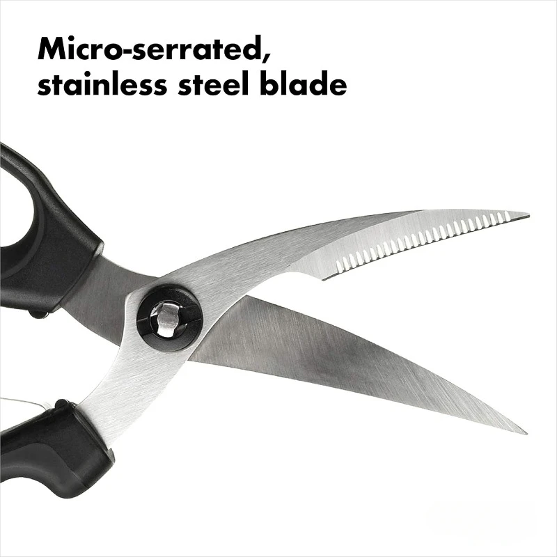 أدوات المطبخ، وتجهيز الأغذية، ومقص الخضار واللحوم. ماكينة قص الدواجن المحملة بنابض، باللون الأسود