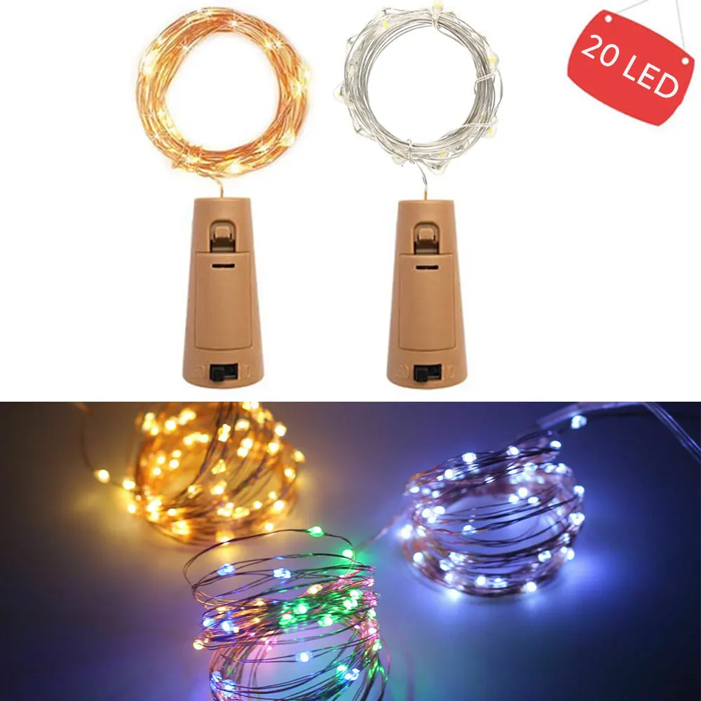 2M 20Leds Bar LED Wine Bottle Cork String Lights Christmas Decor Led Lamp Bottle Fairy Lights Holiday Copper Wire Lights String