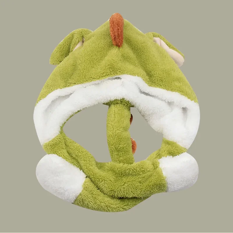 Kawaii Keep Warm Dinosaur Beanies Moving Ears Up Cartoon Cosplay Winter Hats Skullies Caps for Kids Fleece-Lined Cold-proof Hat