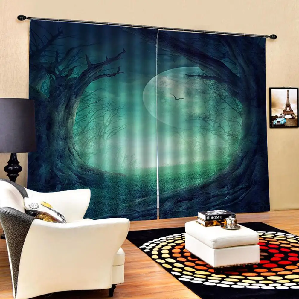 green forest curtains dream Window Blackout Luxury 3D Curtains set For Bed room Living room blackout curtains