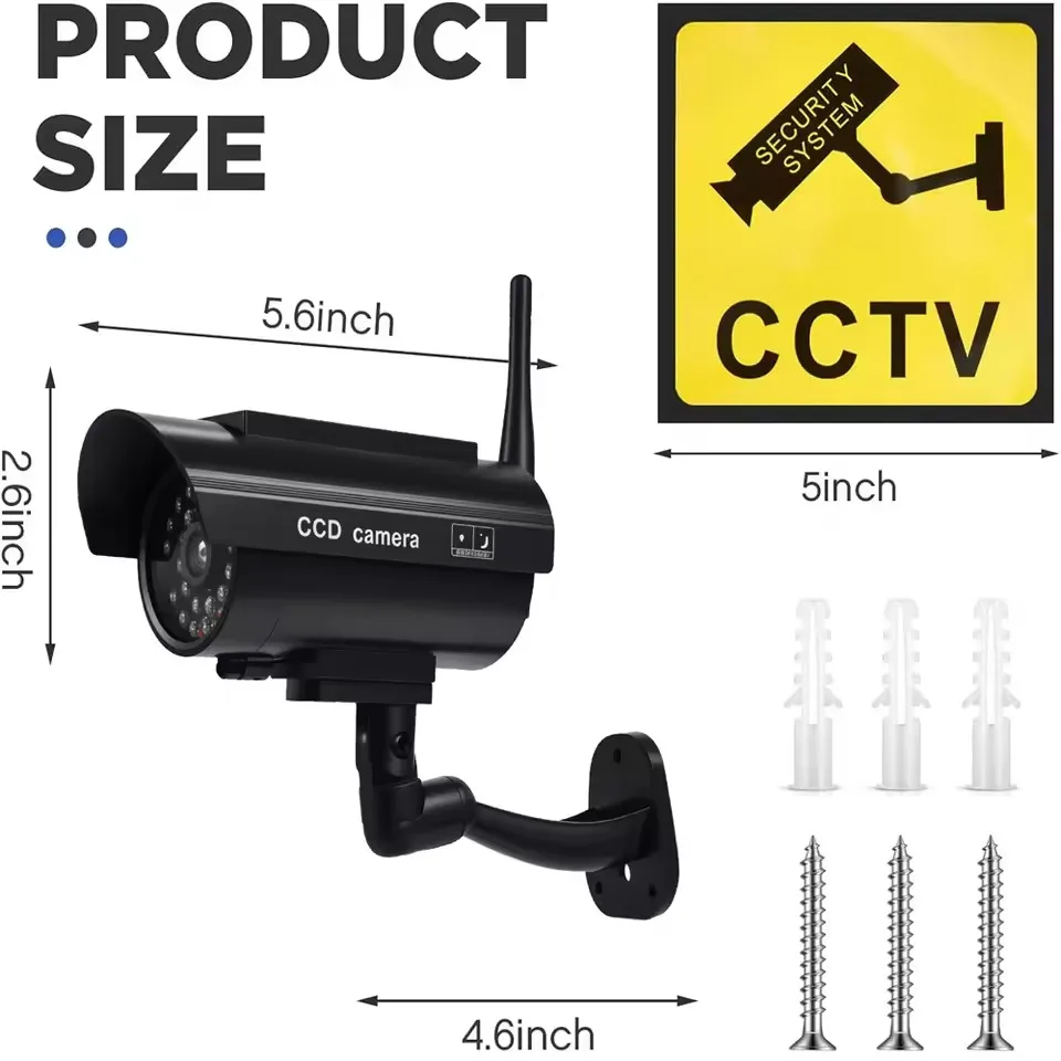 Dummy Camera Red Flashing Led Waterproof Fake Camera With Antena Solar Powered Scare The Thief Home Surveillance Security System