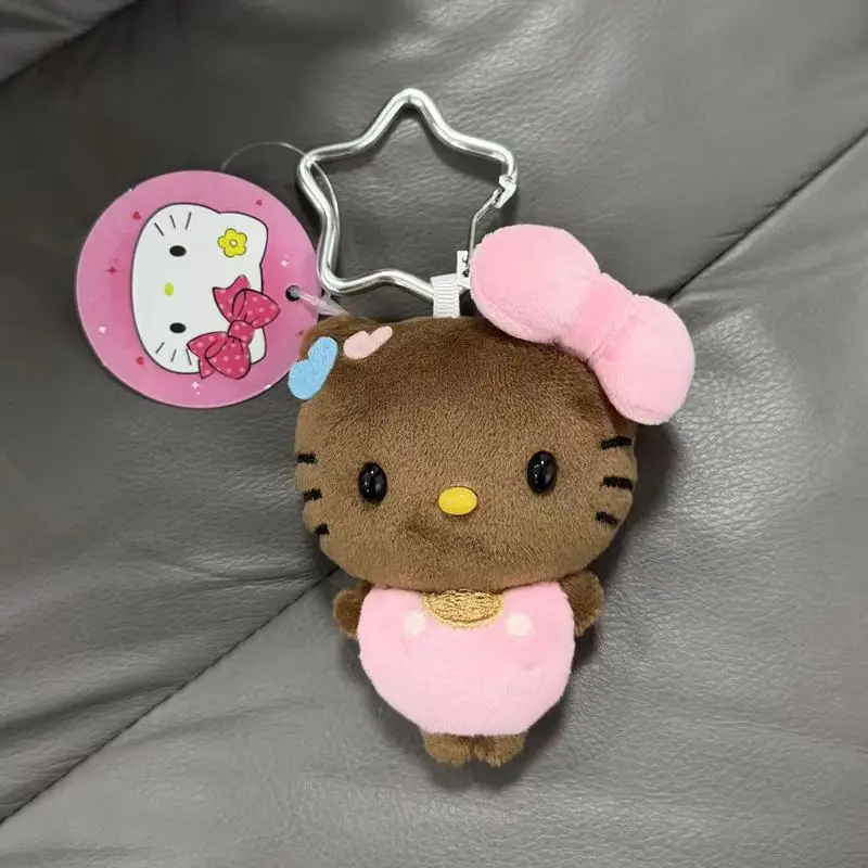 

10CM Anime Hello Kitty Mini Beanie Eyes Series Black Cartoon Plush Doll Keychain Kawaii School Bag Pendant Decoration Gift
