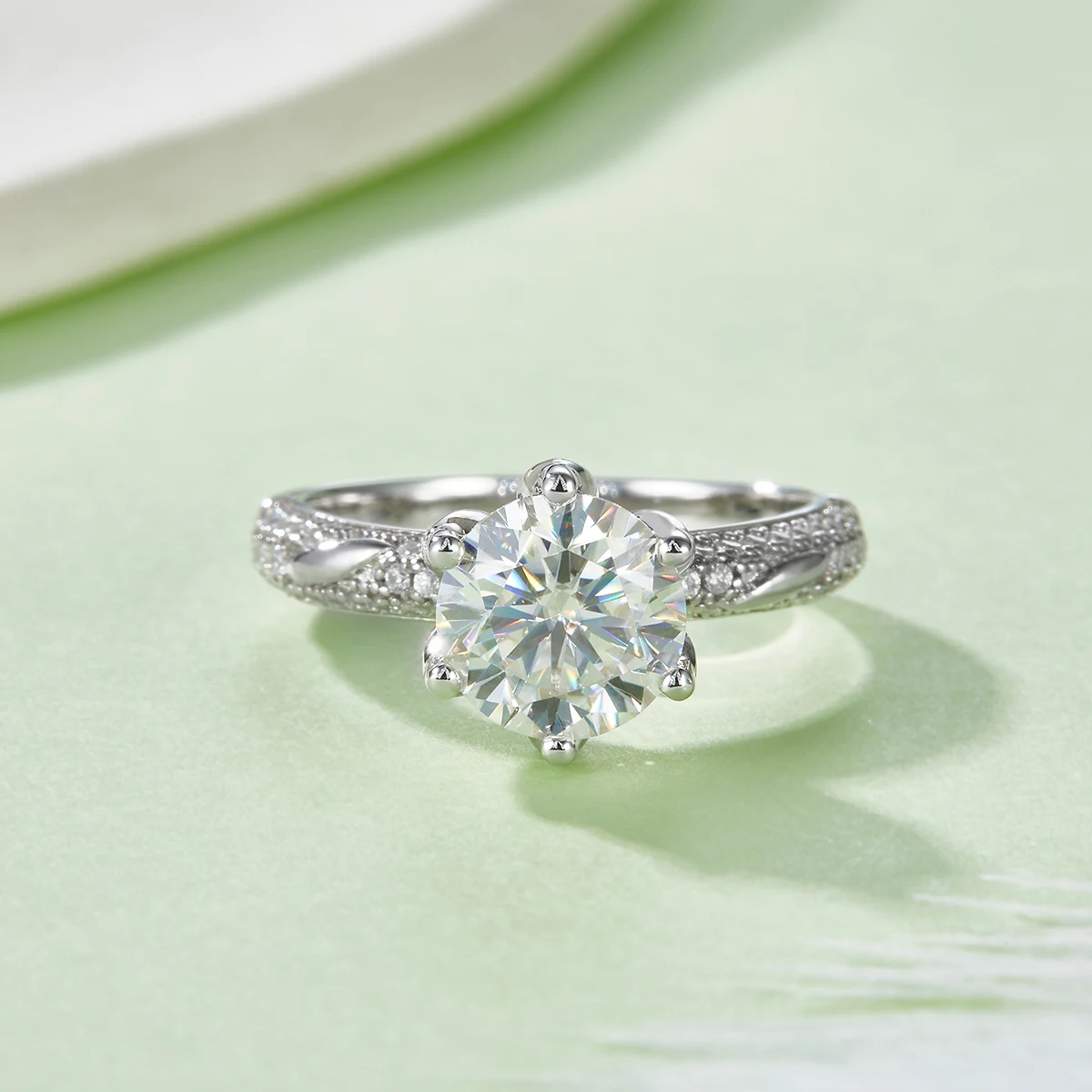 Женское кольцо из серебра 925 пробы с покрытием из белого золота 18 К, с круглым ободком 8 мм, с ободком 2 карата, для путешествий