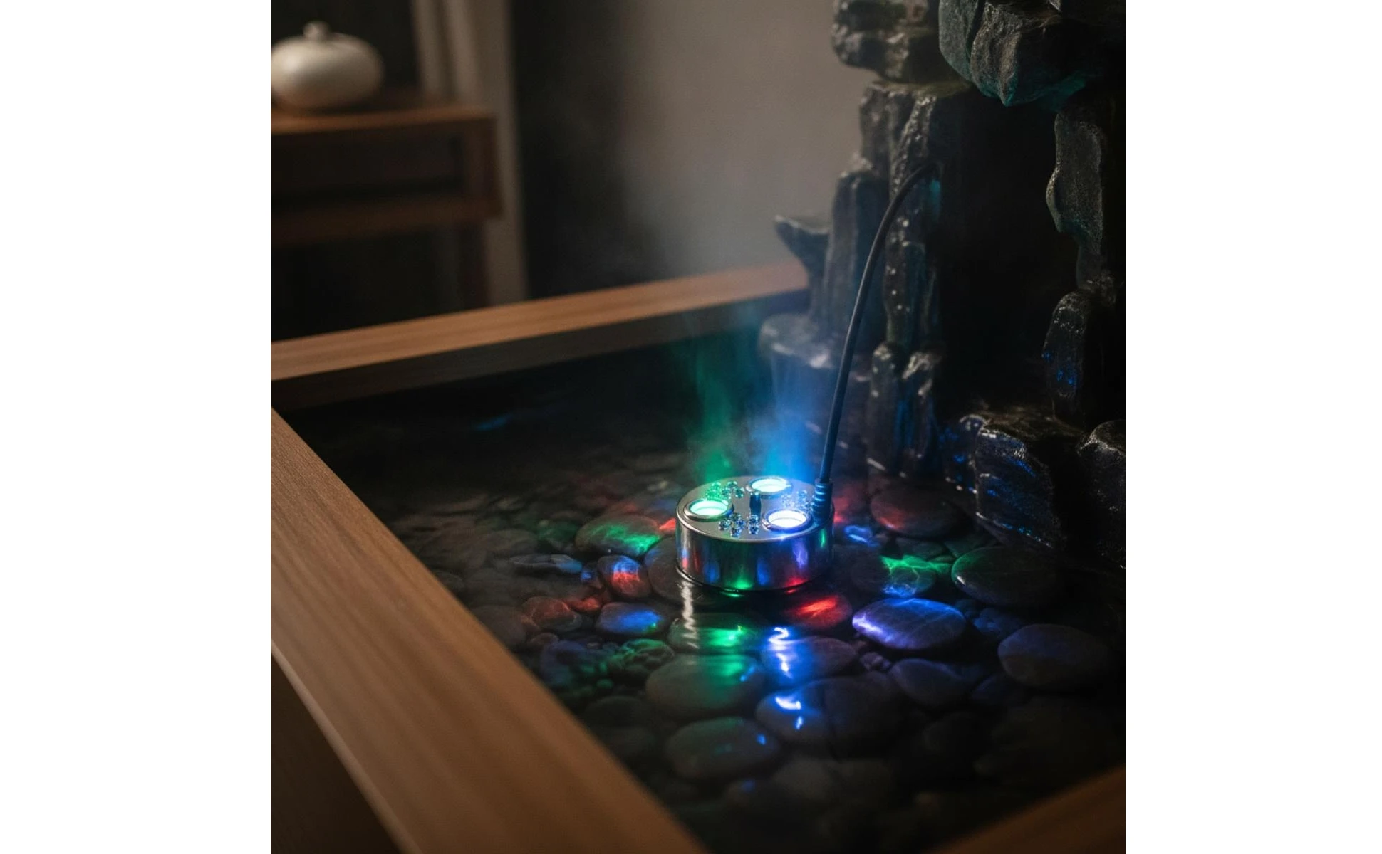3-Head Pond Fogger Corrosion-Resistant Mist Maker with LED Lights High-Frequency Fogger Compact Humidifier Long-Lasting
