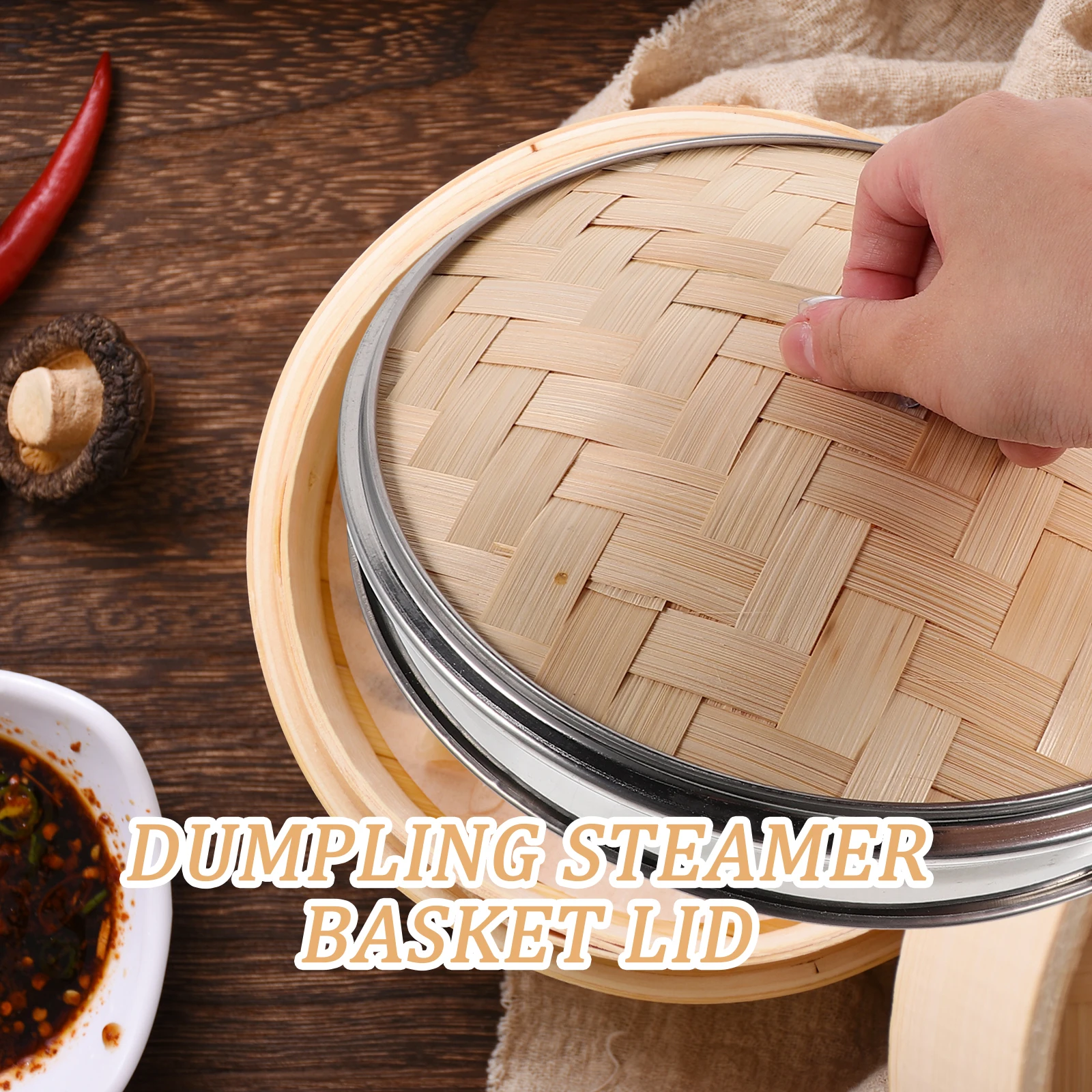

Bamboo Lid Replacement Kitchen Food Breathable Steamer Pot Cover Dishwasher Safe Cooking Tool For Chinese Food Outdoor