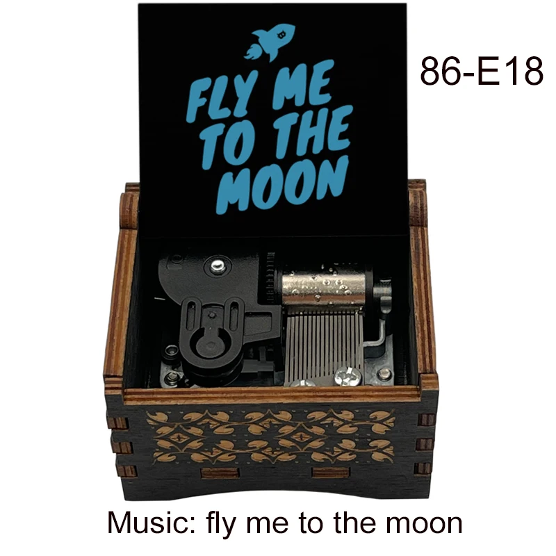 FLY Me To The Moon Music Box Wind Up Automatic Wooden Gift for Girlfriend Christmas Valentine's Day Special Lovers Kids Toy