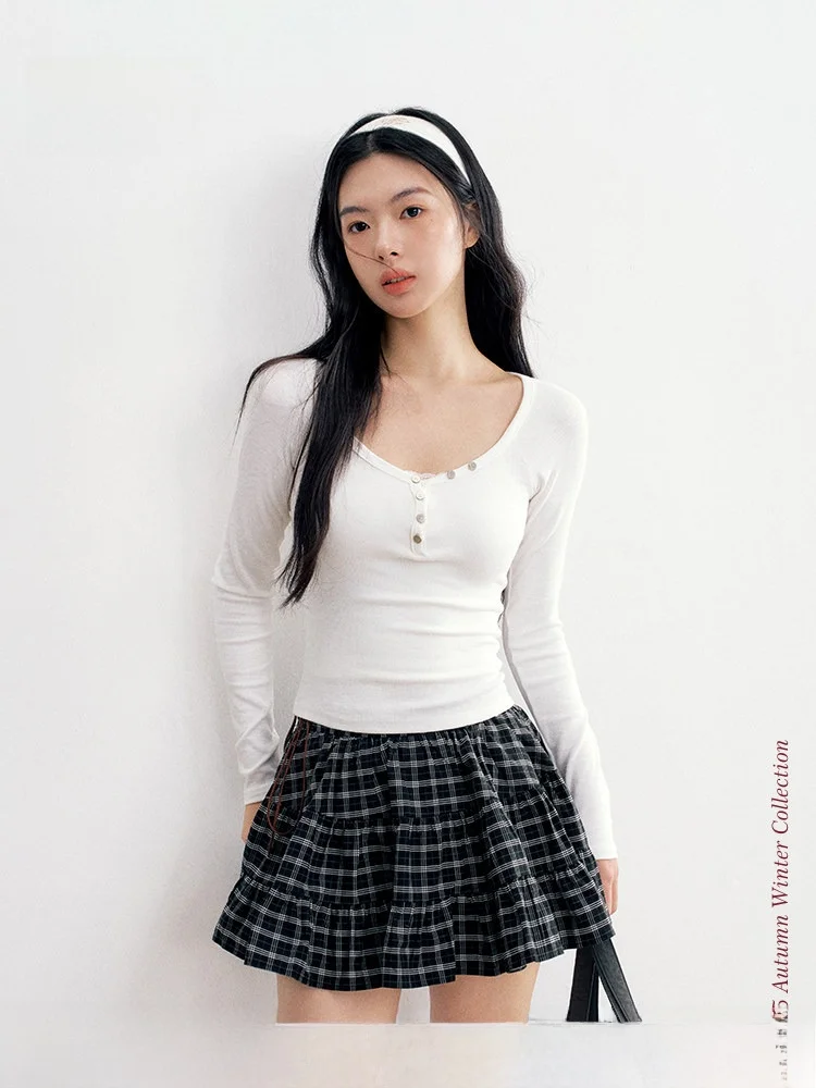 

Liilou Clean Fit Long Sve U-Ne Slimming T-irt oulder Insert Design Base Layer irt Casual Sle Ladies Top