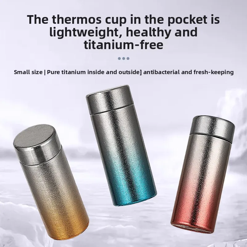 

Pure Titanium Insulated Cup Double-layer Titanium Cup Student Mini Exquisite Water Cup Portable Travel Small Capacity Pocket Cup