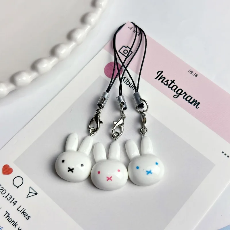 Cute Miffy Rabbit Mobile Phone Rope Keychain Anime Kawaii Creative Personality Portable Bag Pendant High Beauty Key Accessories