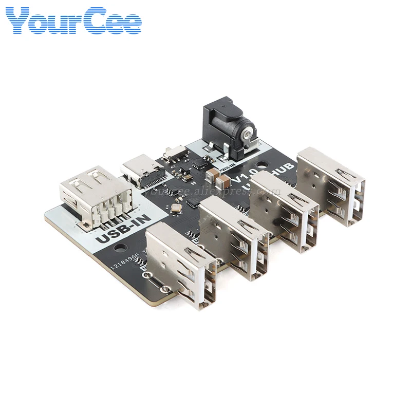 CH334 Hub Module 4 Interface USB2.0 Hub Chip 40MB/S 5V XL-USBHUB USB-A TYPE-C DC5.5*2.1 Interface